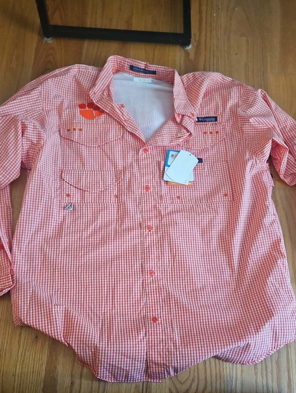 Columbia Men's Coral Gingham Button-Down Outdoor Shirt